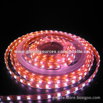IP68 SMD 5050-60LEDs/M LED flexible strip light, 12V DC, Approved by CE & RoHS
